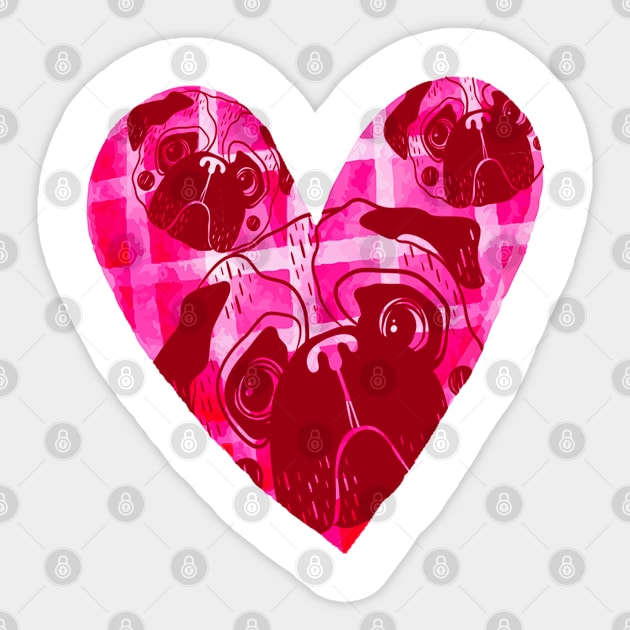 Heart Of A Pug Sticker by Sunil Belidon